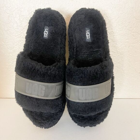 UGG FLUFFITA CLEAR FLUFF SLIDE PLATFORM SANDALS -BLACK -WOMEN’S US 10 -NEW - Picture 12 of 16